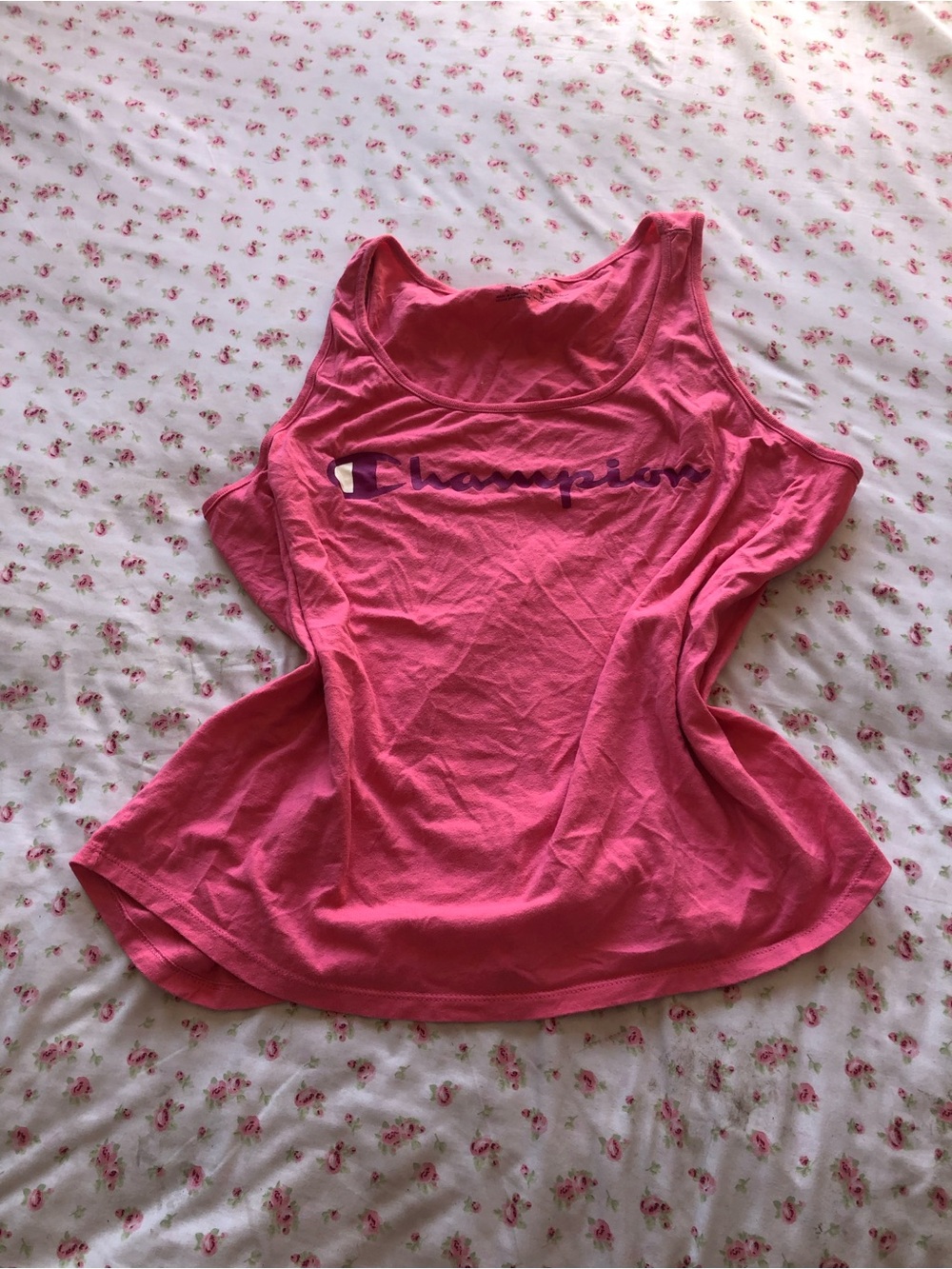 Champion Bright Pink Logo Scoop Tank